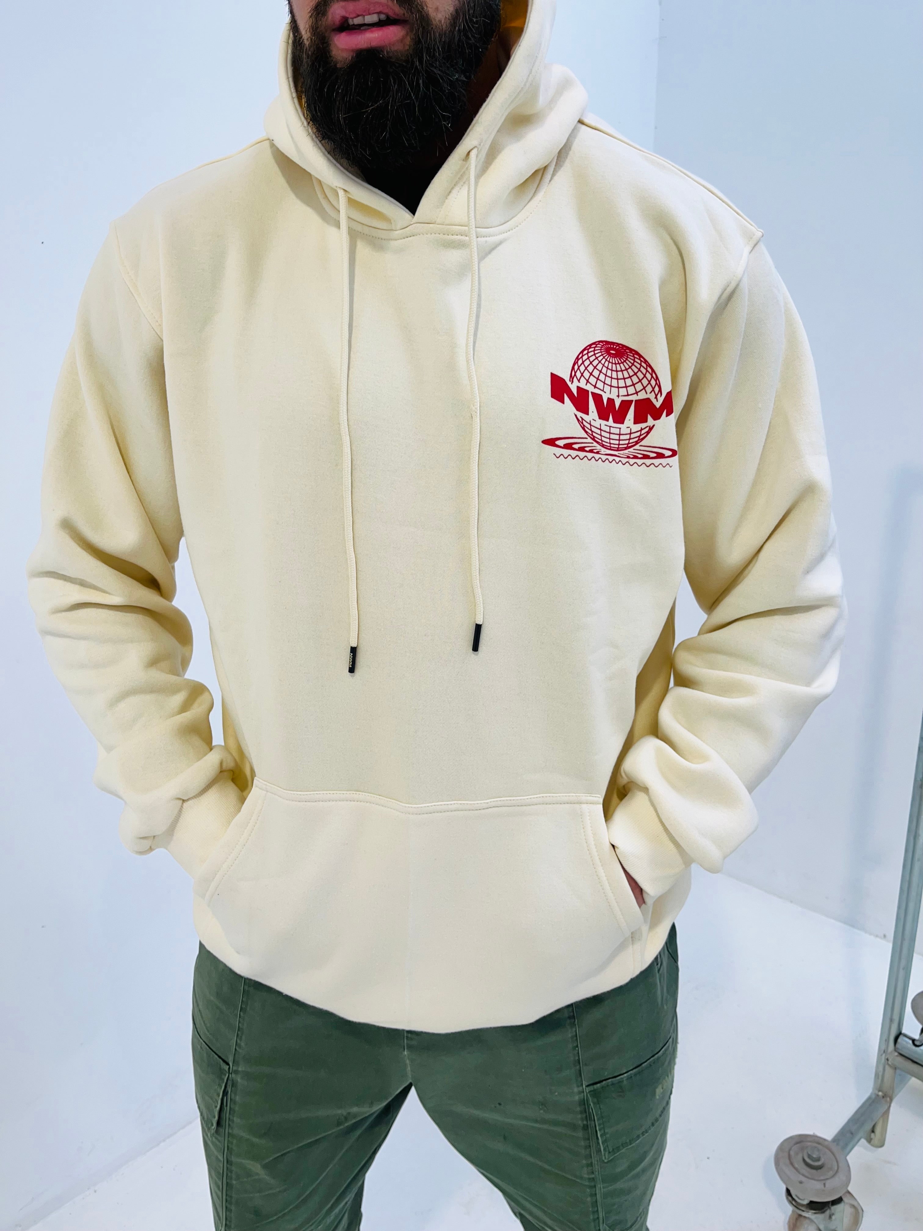 TREN: Cream with a Red Logo Hoodie